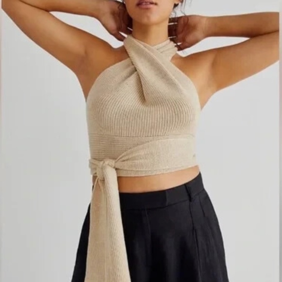 Free People Beach Orchid Convertible Sweater Tank Size Medium Tan Multiway - Picture 1 of 5